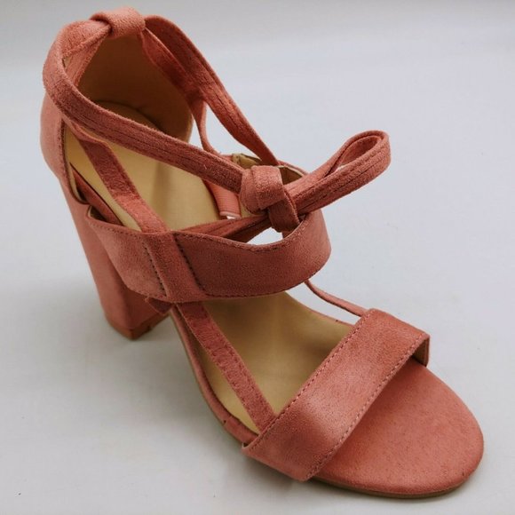 Womans High Heel Pink Ankle Tie‎ Sandal 39 - Picture 3 of 9